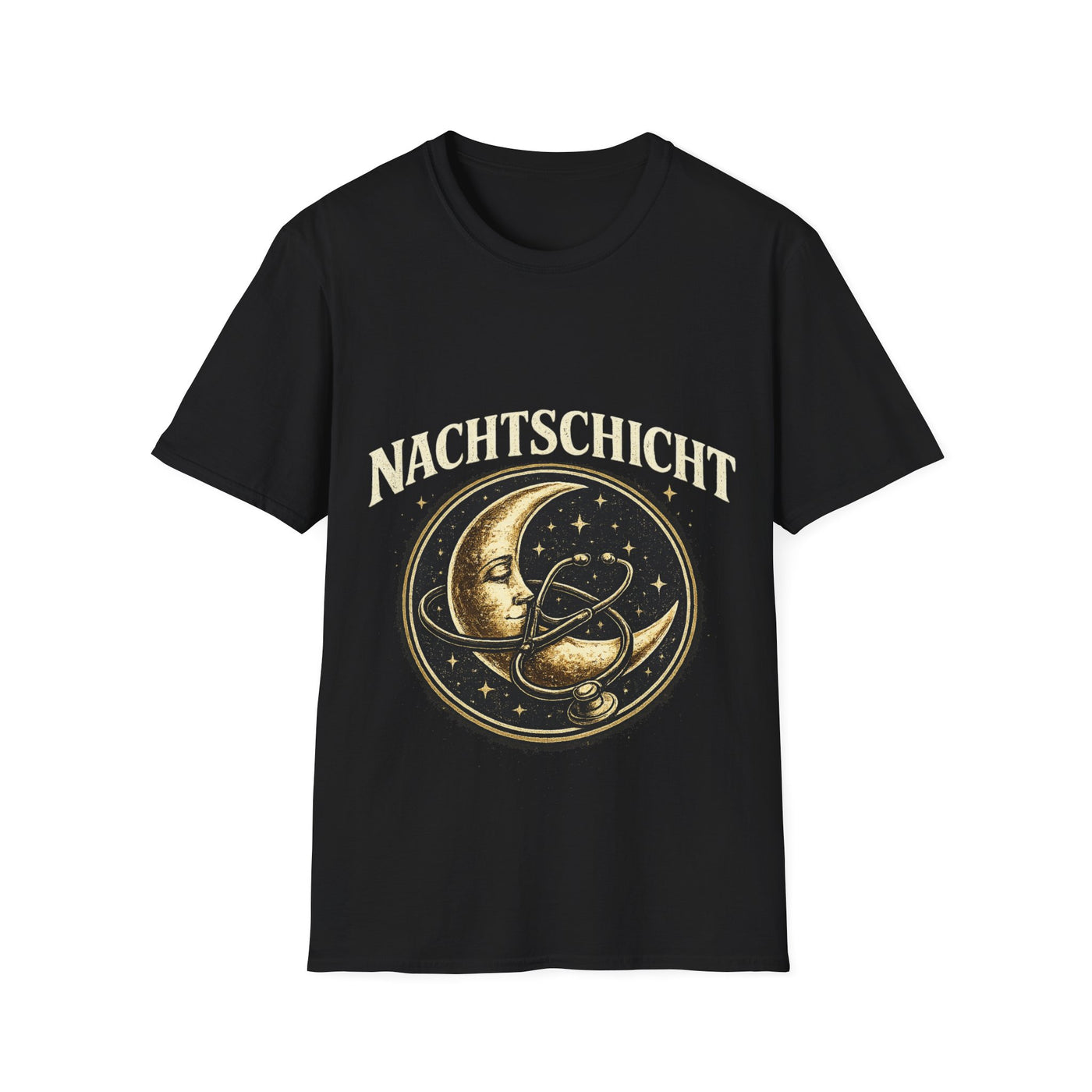 NACHTSCHICHT T-Shirt – Vintage Mond & Stethoskop Shirt für Krankenschwestern & Pflegekräfte
